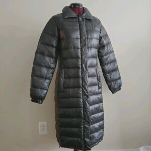Coatology Women's Puffer Jacket Coat Long Down Maxi Feathers Raccoon Fur Size XS